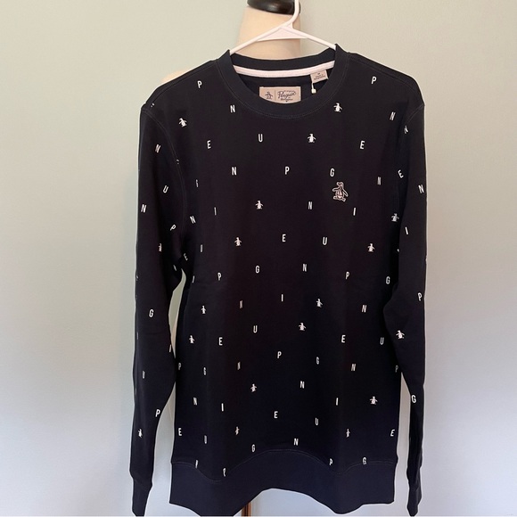 Original Penguin Navy Blue Penguin Print Crewneck Sweatshirt Men’s Medium NWT - Picture 1 of 4